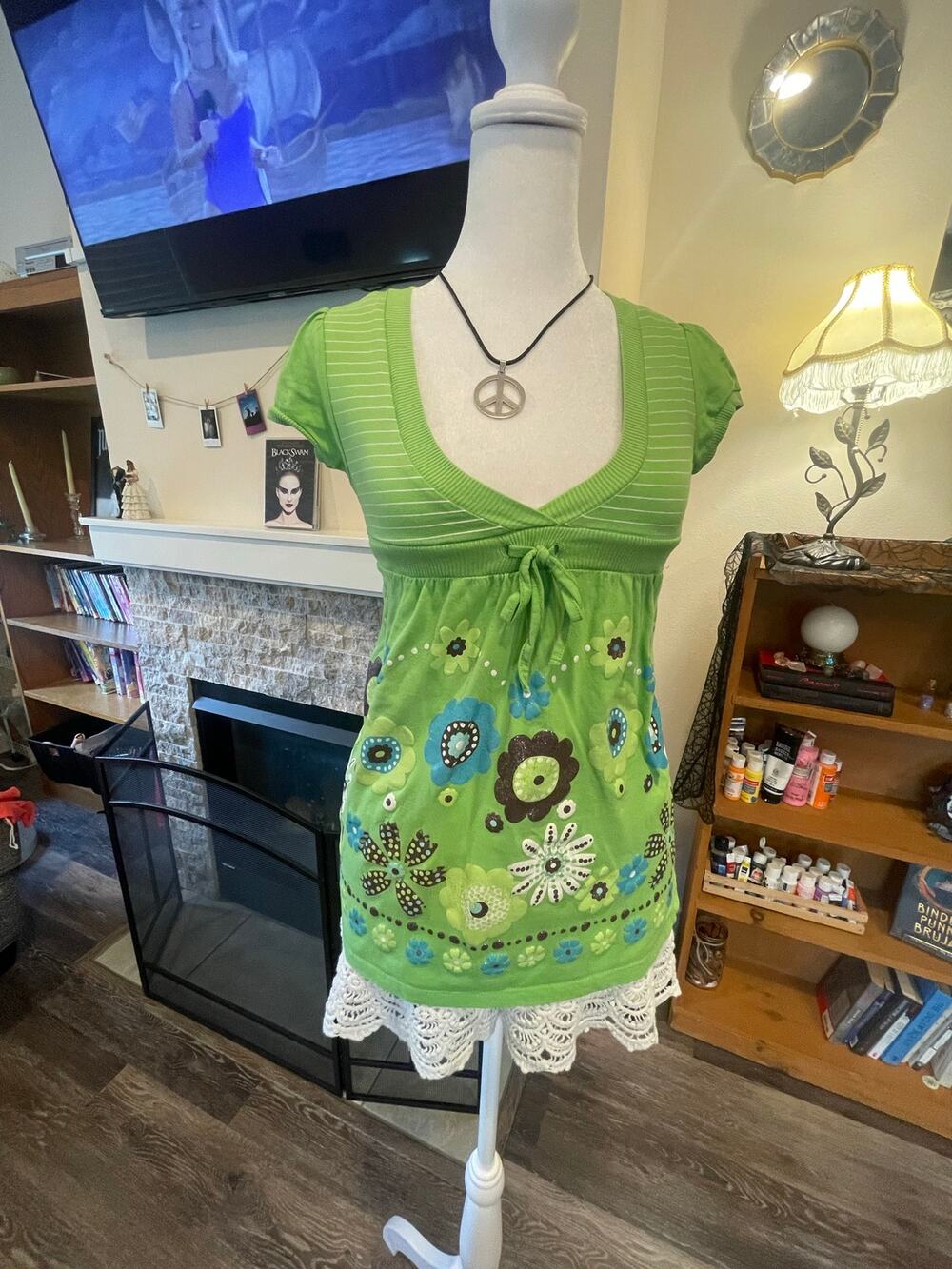 vintage green soda babydoll top